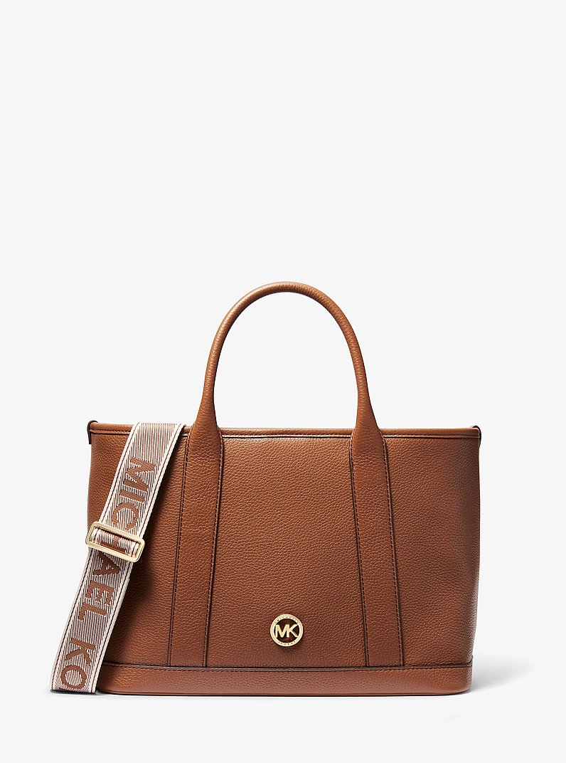 Luisa Medium Pebbled Leather Tote Bag in LUGGAGE | Michael Kors