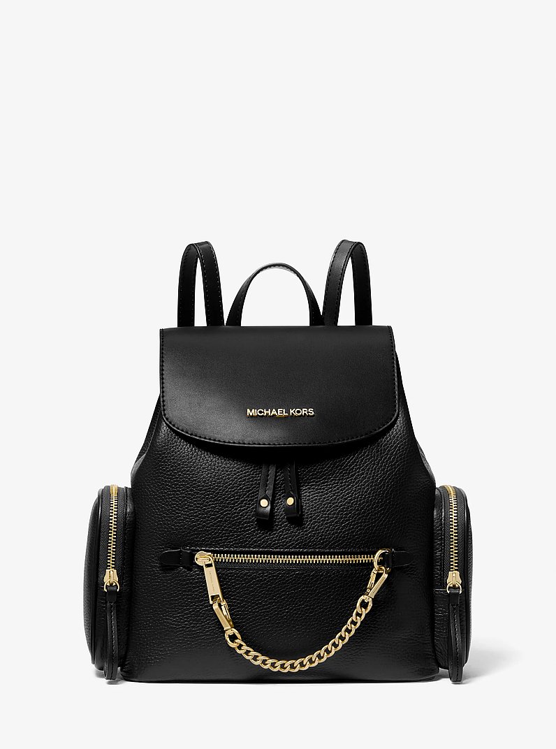 Jet Set Medium Pebbled Leather Backpack in BLACK | Michael Kors