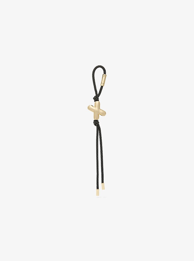 Initial Gold-Tone and Speckled Cord Bag Charm in 18K GOLD | Michael Kors