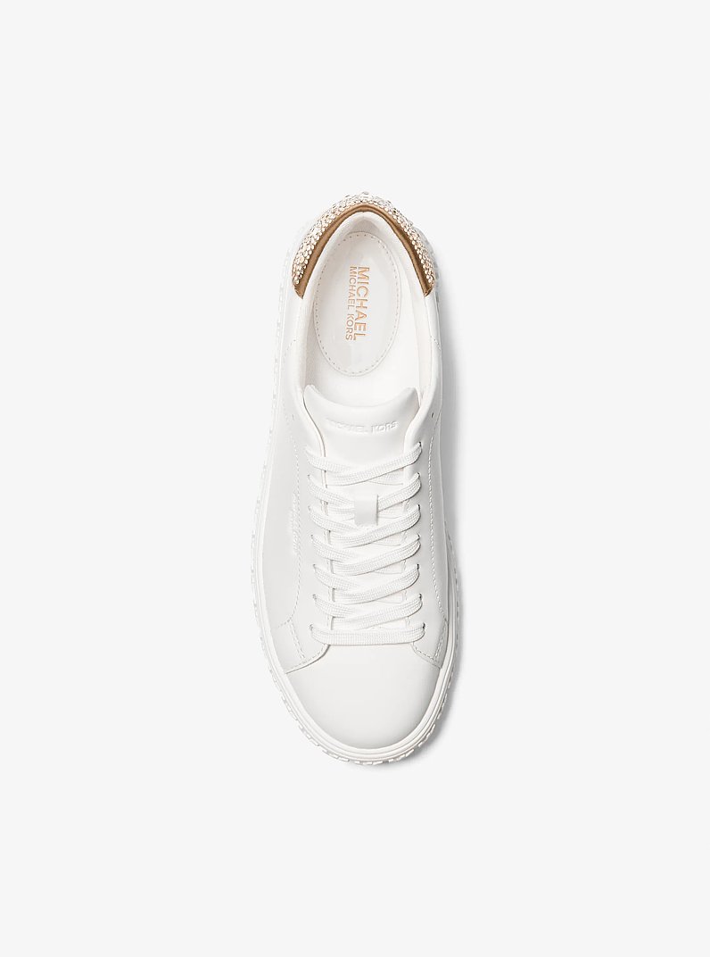 Grove Embellished Leather Sneaker in CAMEL | Michael Kors