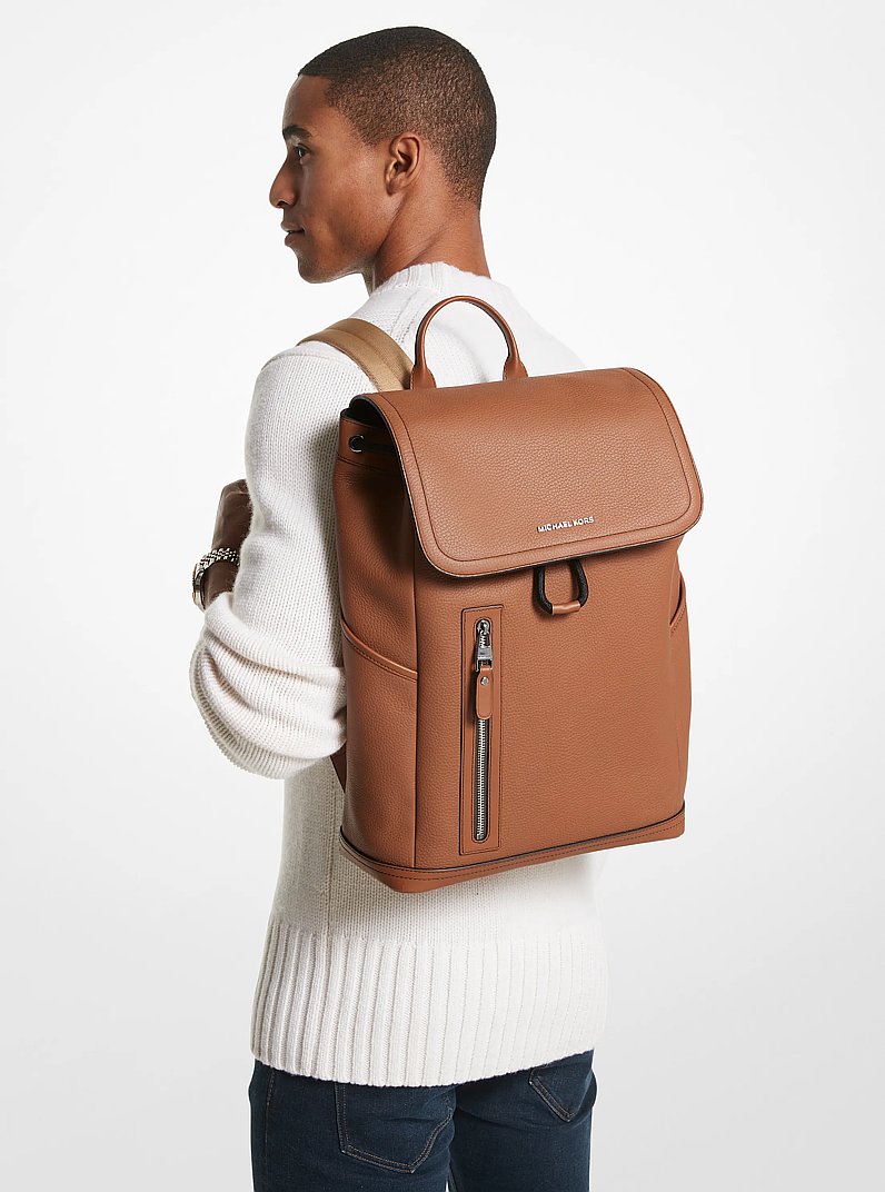 Hudson Pebbled Leather Utility Backpack in LUGGAGE | Michael Kors