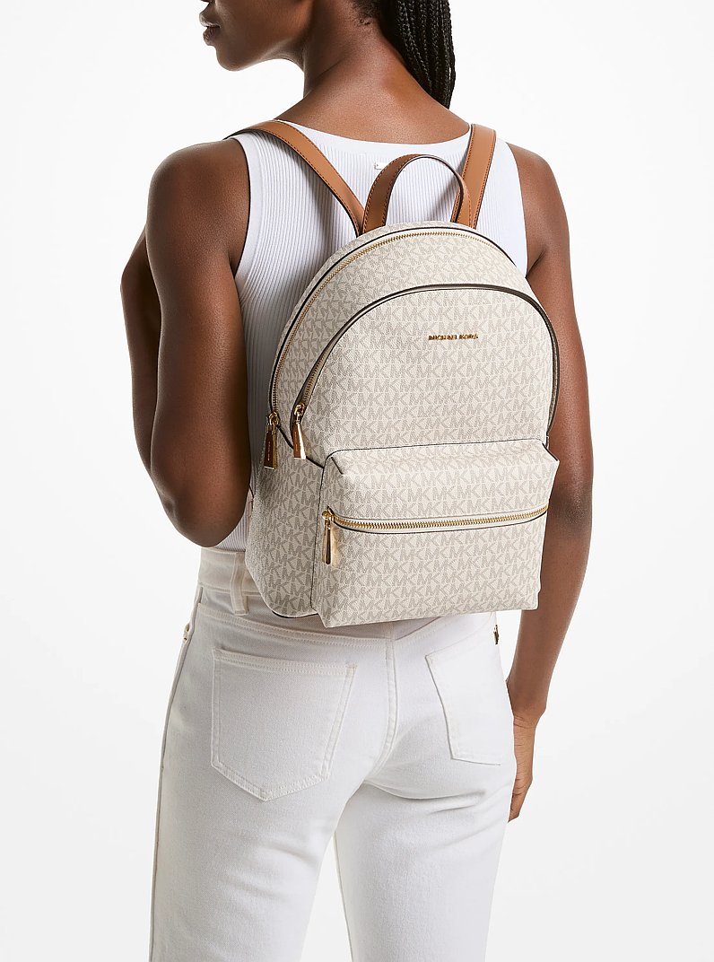 Sally Medium 2-In-1 Logo Backpack in VANILLA/ACORN | Michael Kors