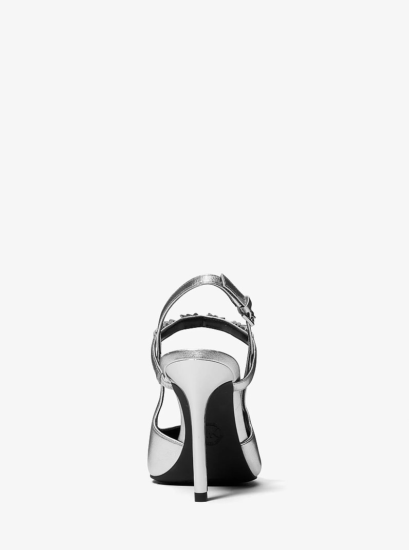 Slingpumps Dina Flex aus Leder in Metallic-Optik in SILBERTON | Michael Kors