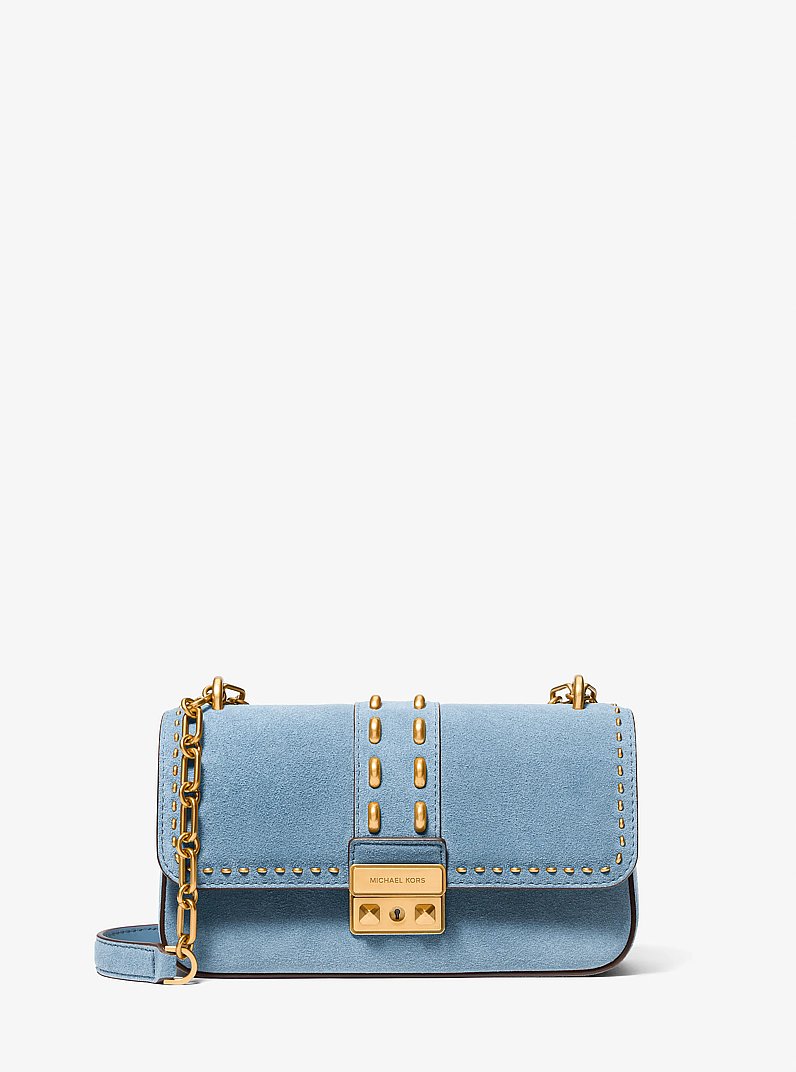 Tribeca Small Studded Suede Shoulder Bag in CHAMBRAY | Michael Kors