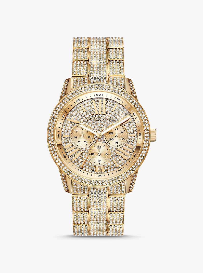 Reloj Bradshaw oversize en tono dorado con pav&eacute; in DORADO | Michael Kors