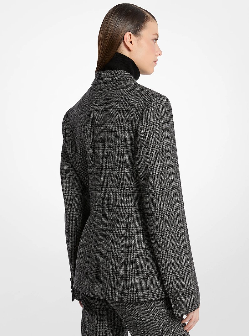 Glen Plaid Wool Wrap Blazer in BLACK/WHITE | Michael Kors