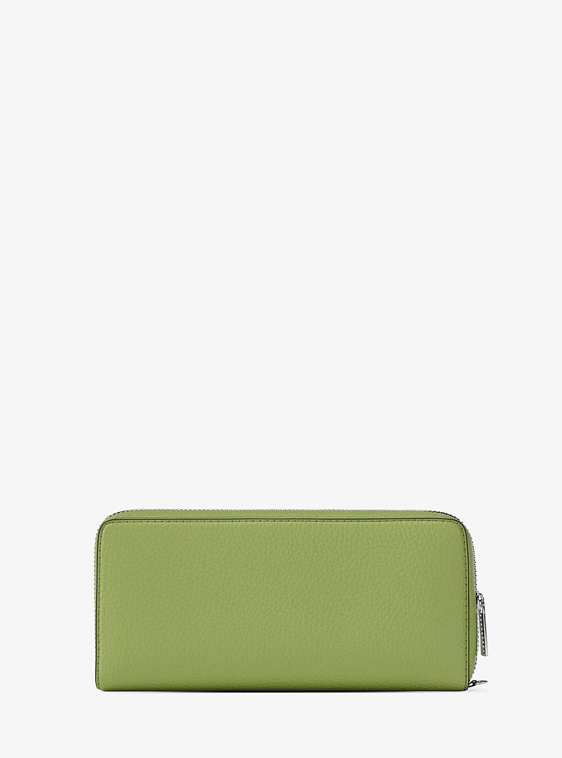 Large Pebbled Leather Continental Wallet in LIME | Michael Kors