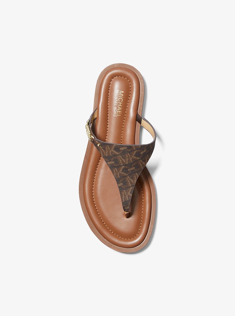 Daniella Empire Signature Logo Sandal in BROWN | Michael Kors
