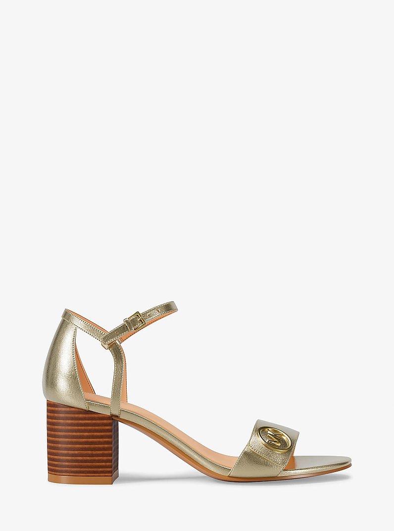 Hannah Metallic Block Heel Sandal in GOLD | Michael Kors