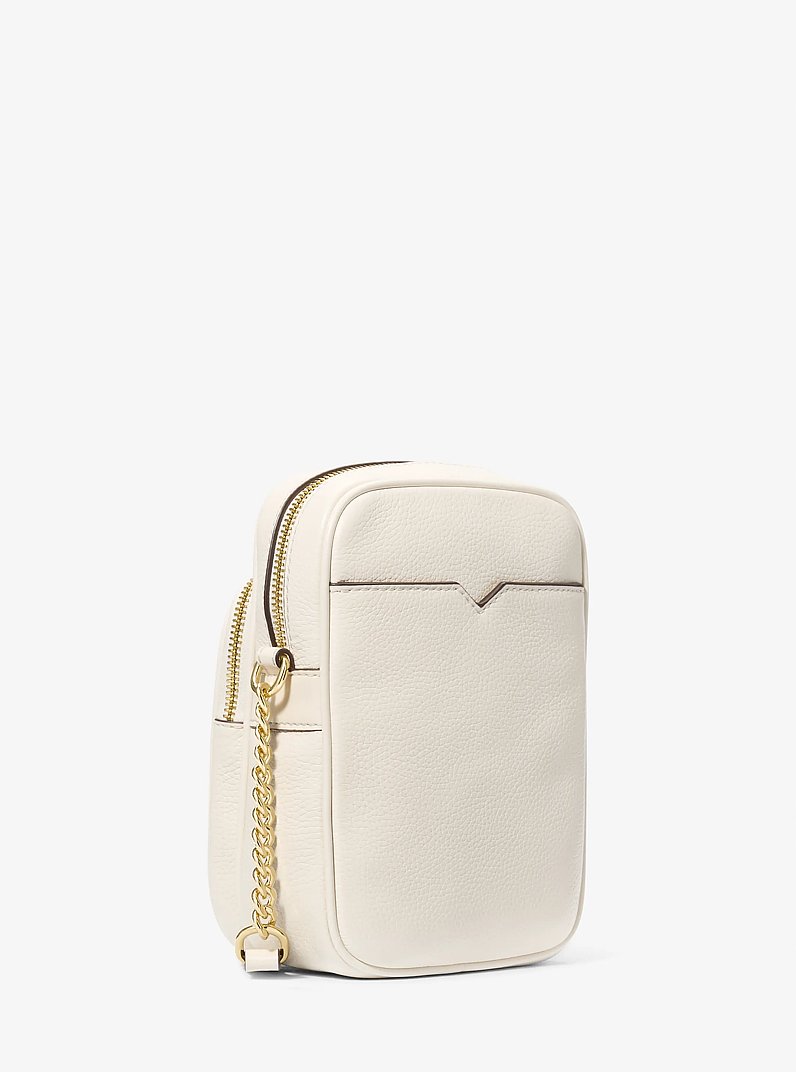 Jet Set Travel Medium Pebbled Leather Crossbody Bag in LT CREAM | Michael Kors