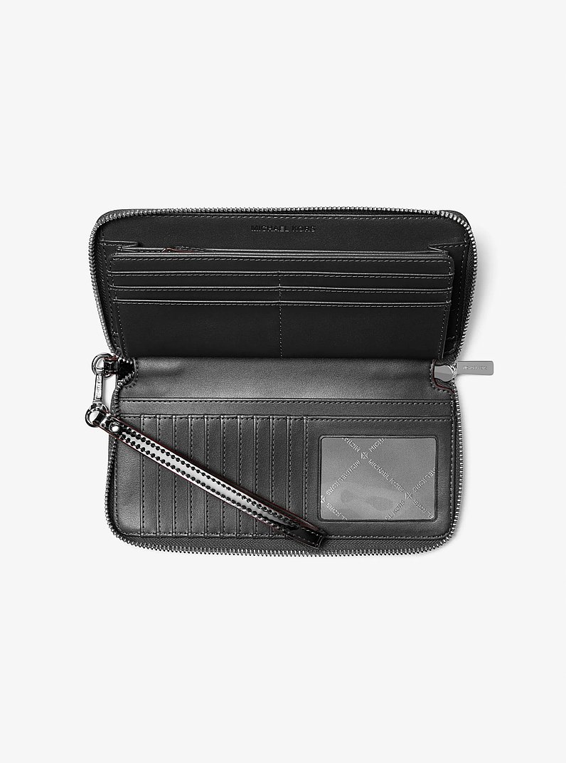 Jet Set Large Patent Logo Debossed Continental Wallet in BLACK | Michael Kors