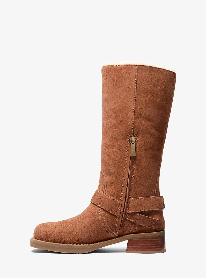 Crosby Suede Moto Boot in LUGGAGE | Michael Kors