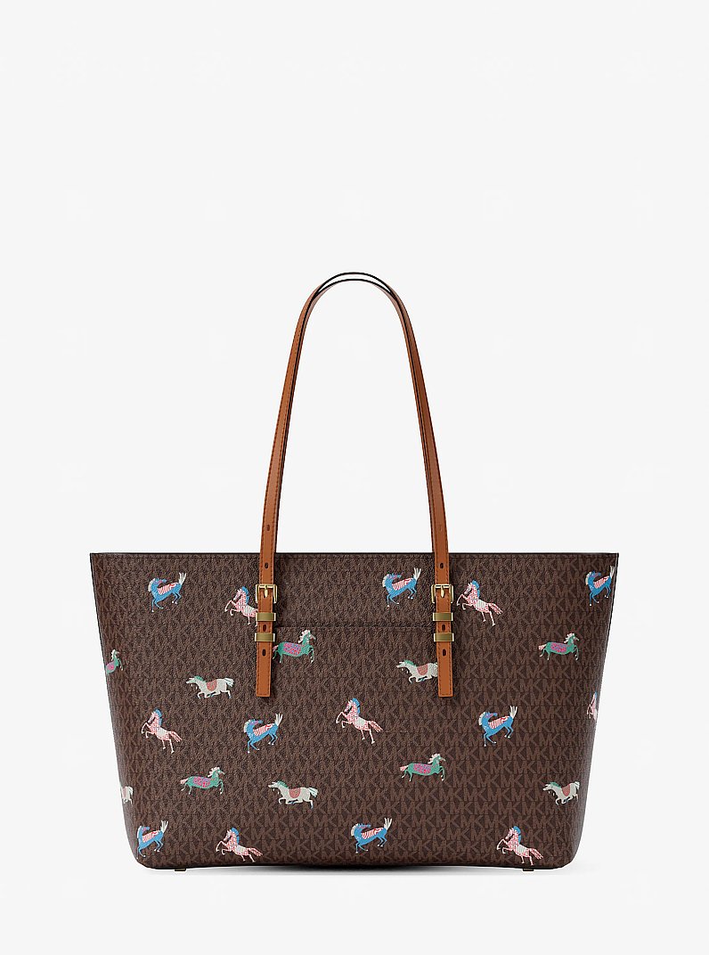 Quinn Large Signature Logo Tote Bag in BRN/ACORN | Michael Kors