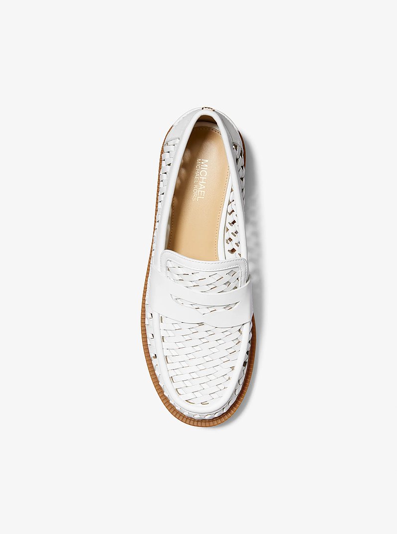 Eden Hand-Woven Leather Loafer in OPTIC WHITE | Michael Kors
