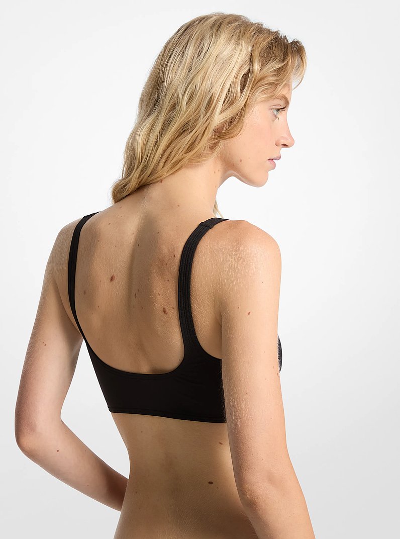Lace-Up Stretch Nylon Bikini Top in BLACK | Michael Kors
