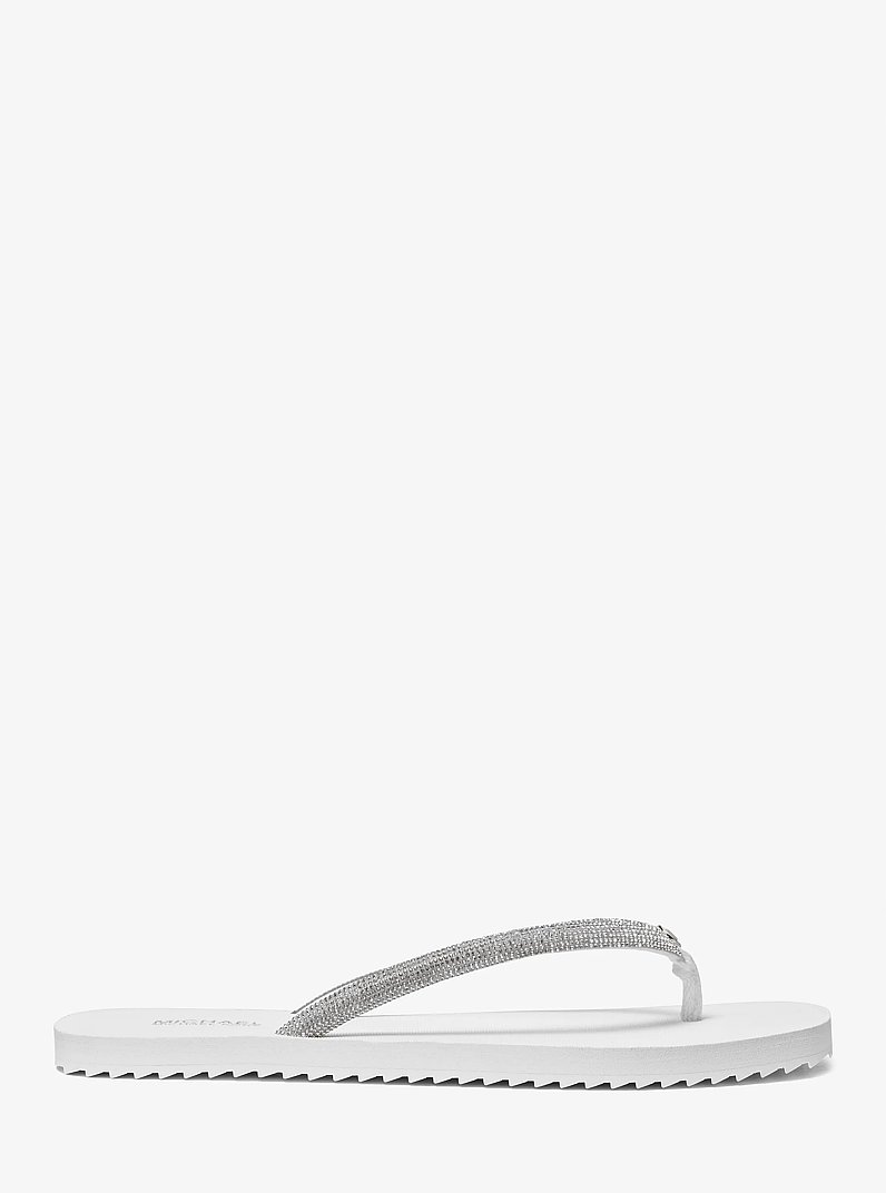Jinx Crystal-Embellished Flip Flop in OPTIC WHITE | Michael Kors