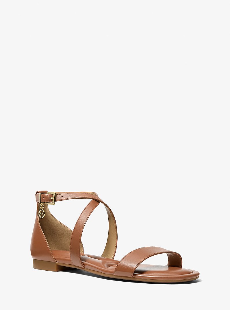 Alexa Flex Leather Sandal in LUGGAGE | Michael Kors