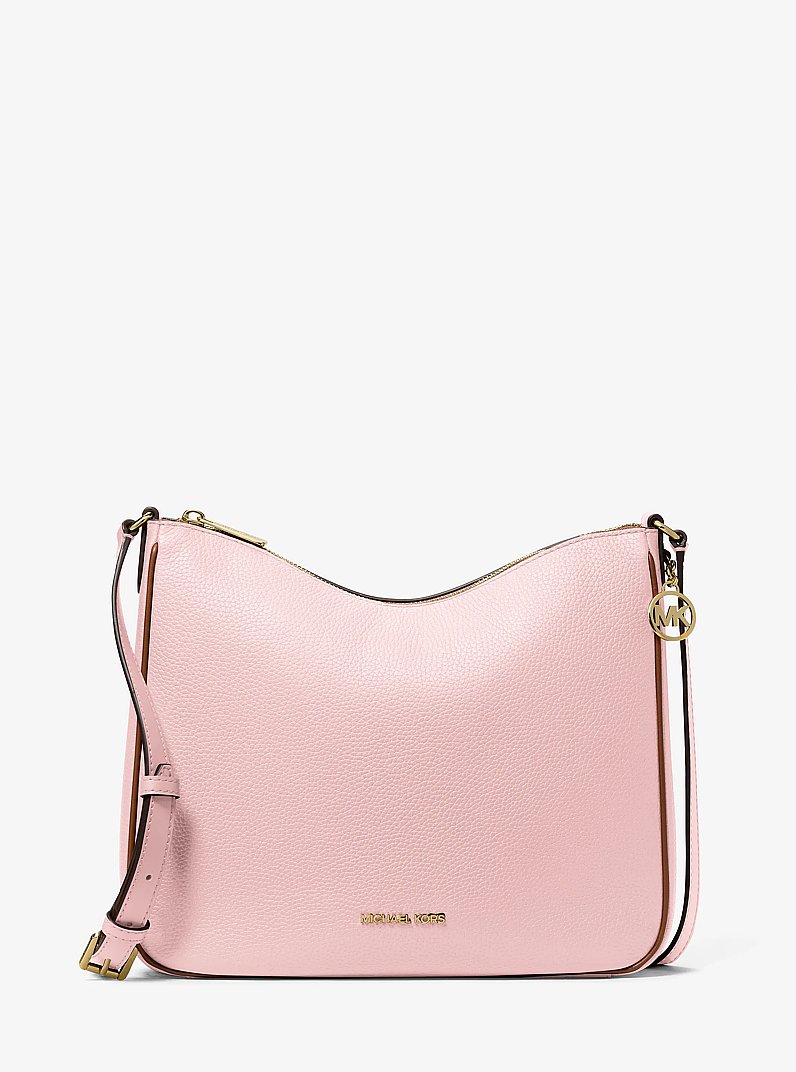 Nayla Medium Pebbled Leather Messenger Bag in POWDER BLUSH | Michael Kors
