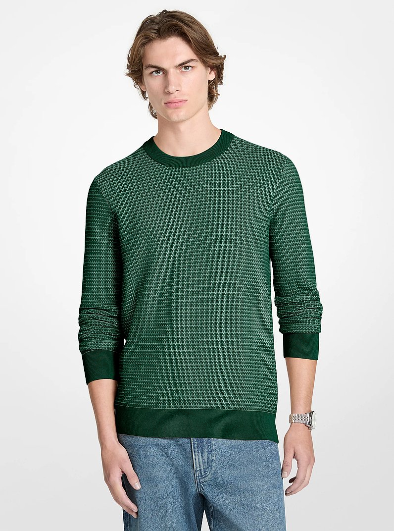 Textured Cotton Sweater in DARK MOSS | Michael Kors