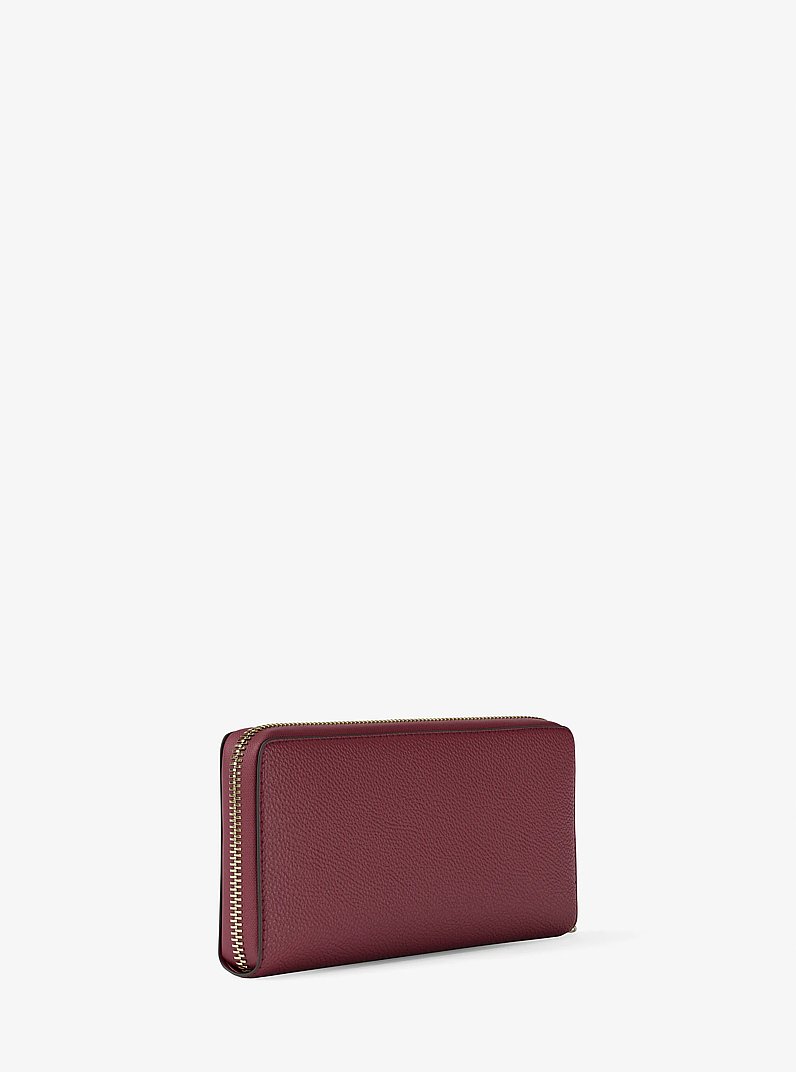 Jet Set Travel Large Pebbled Leather Wristlet in CHERRY | Michael Kors