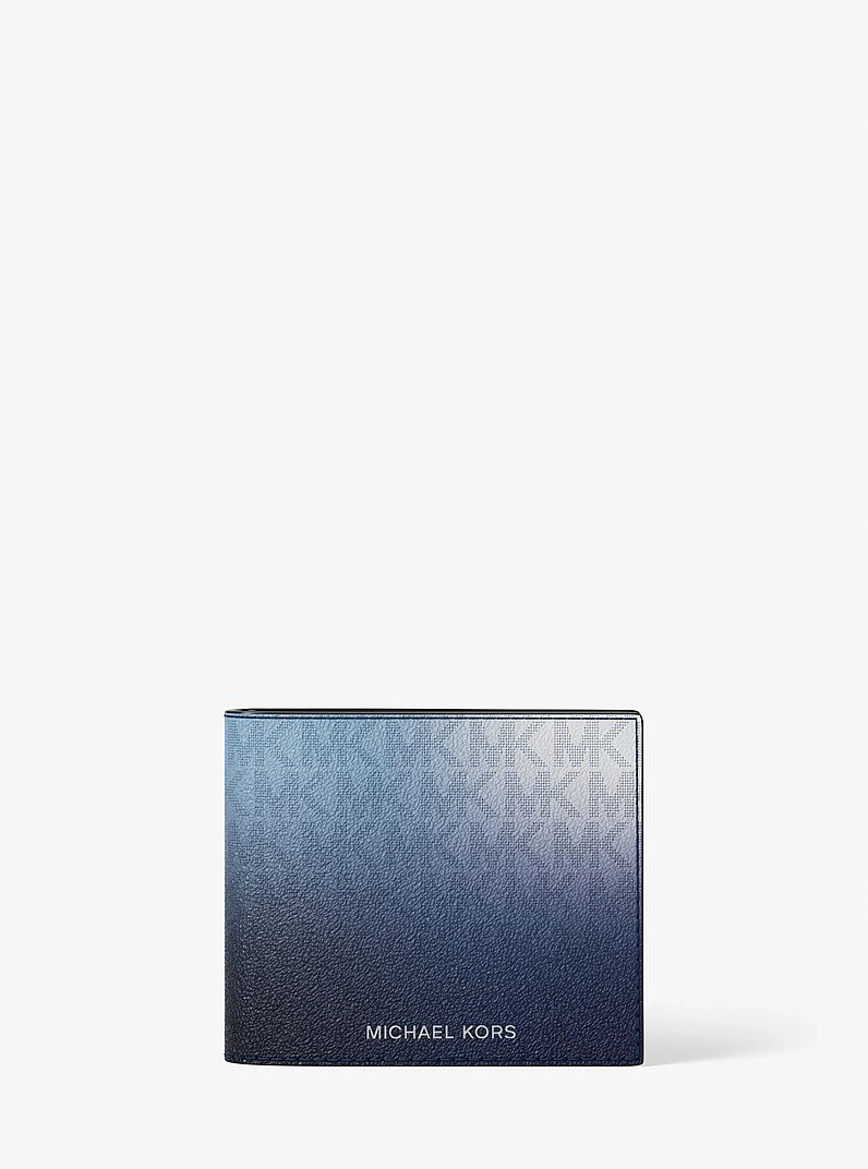 Porte-billets avec rabat Cooper ombr&eacute; &agrave; logo Signature in BLEU GALAXIE MULTI | Michael Kors