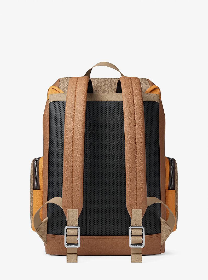 Sac &agrave; dos Cooper urbain de taille moyenne &agrave; logo Signature in CHAMEAU/ROUGE-ORANGE MULTI | Michael Kors