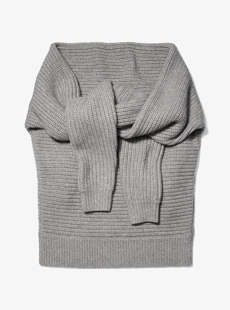 Cashmere Sweater Scarf in BANKER GREY | Michael Kors