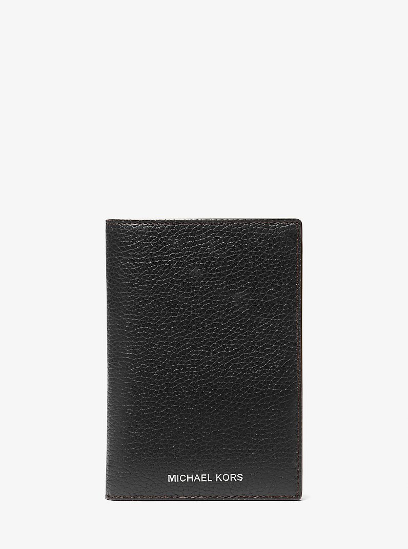 Pebbled Leather Passport Wallet in BLACK | Michael Kors