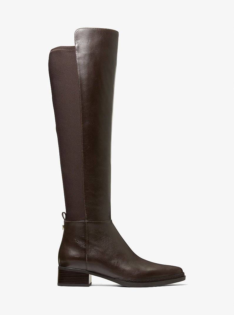 Lex Leather Stretch Riding Boot in CHOCOLATE | Michael Kors