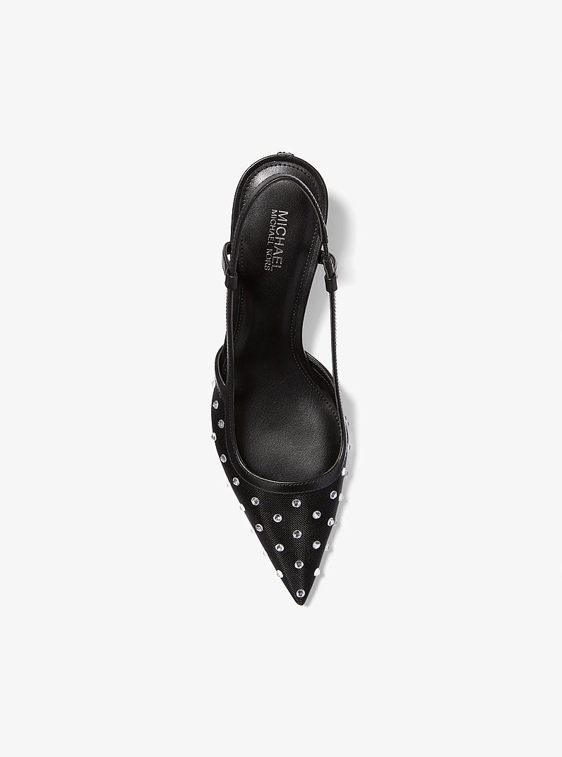 Alora Crystal Embellished Mesh Slingback Pump in BLACK | Michael Kors