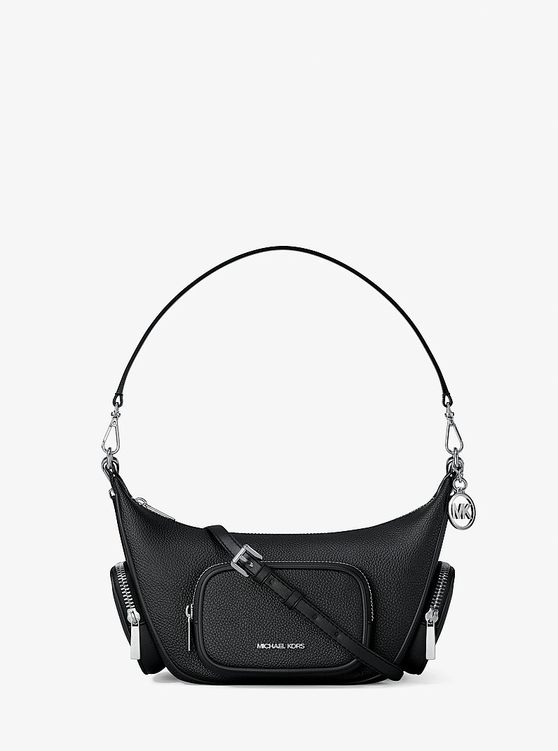 Merritt Small Pebbled Leather Convertible Crossbody Bag in BLACK | Michael Kors