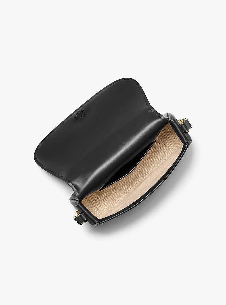 Lydia Medium Leather Crossbody Bag in BLACK | Michael Kors