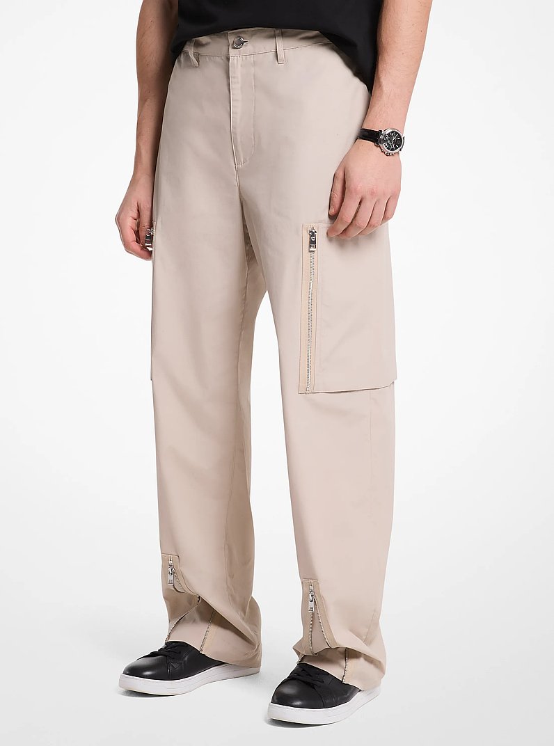 Pantalon cargo en popeline de coton &agrave; fermeture &eacute;clair in DUNE | Michael Kors
