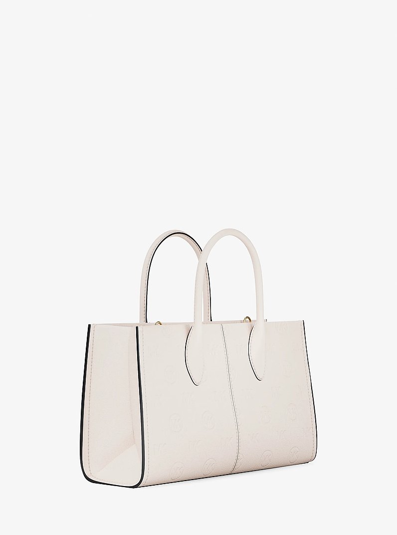 Bolso satchel Mirella mediano con logotipo grabado in CREMA CLARO | Michael Kors