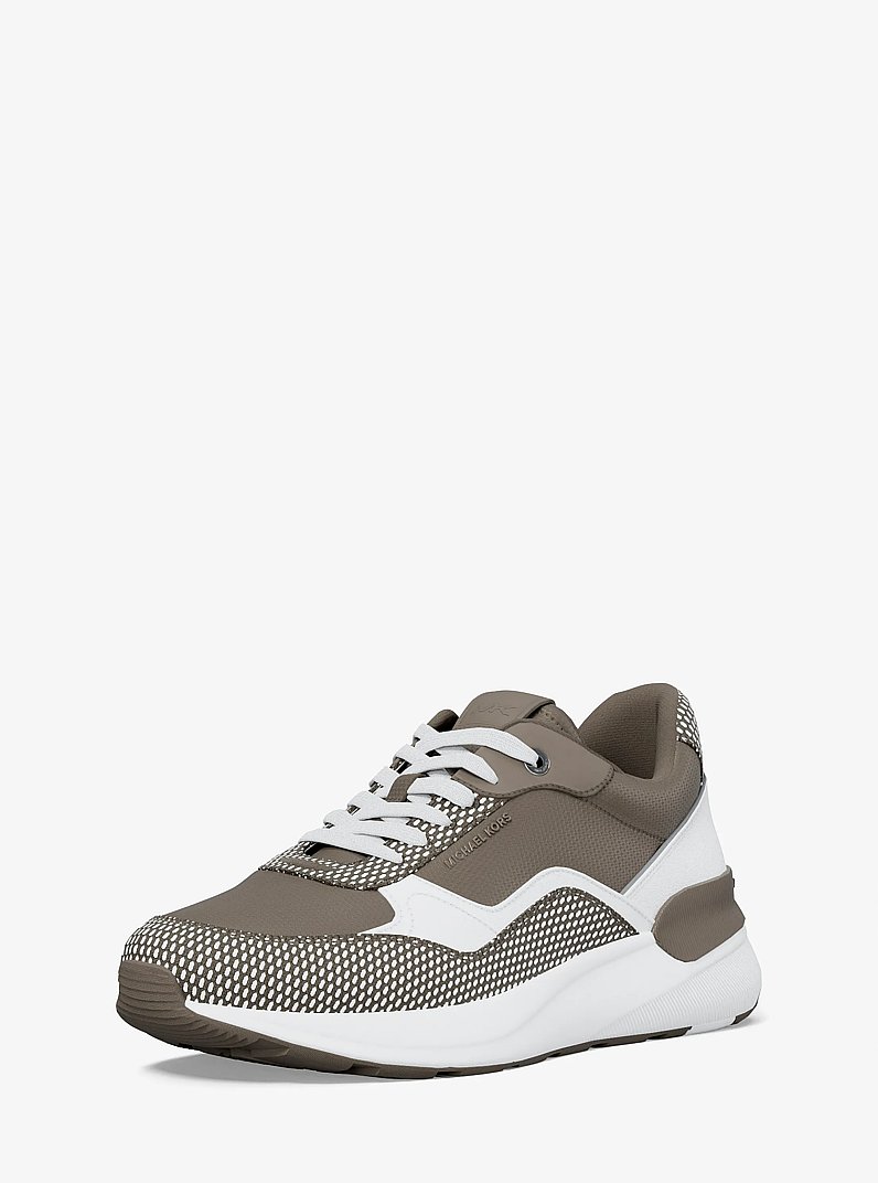 Trevor Mixed-Media Trainer in BIRCH | Michael Kors