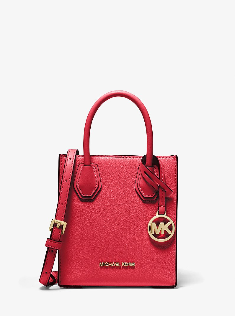 Mercer Extra-Small Pebbled Leather Crossbody Bag in BRIGHT RED | Michael Kors