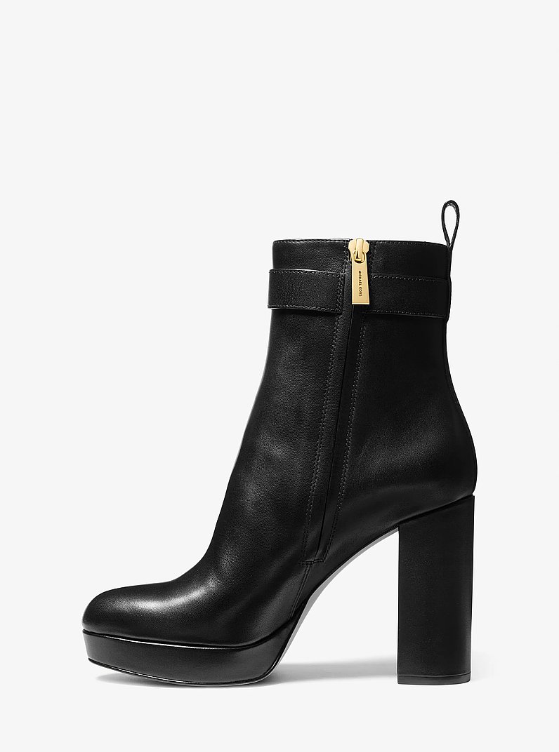 Parker Leather Platform Boot in BLACK | Michael Kors