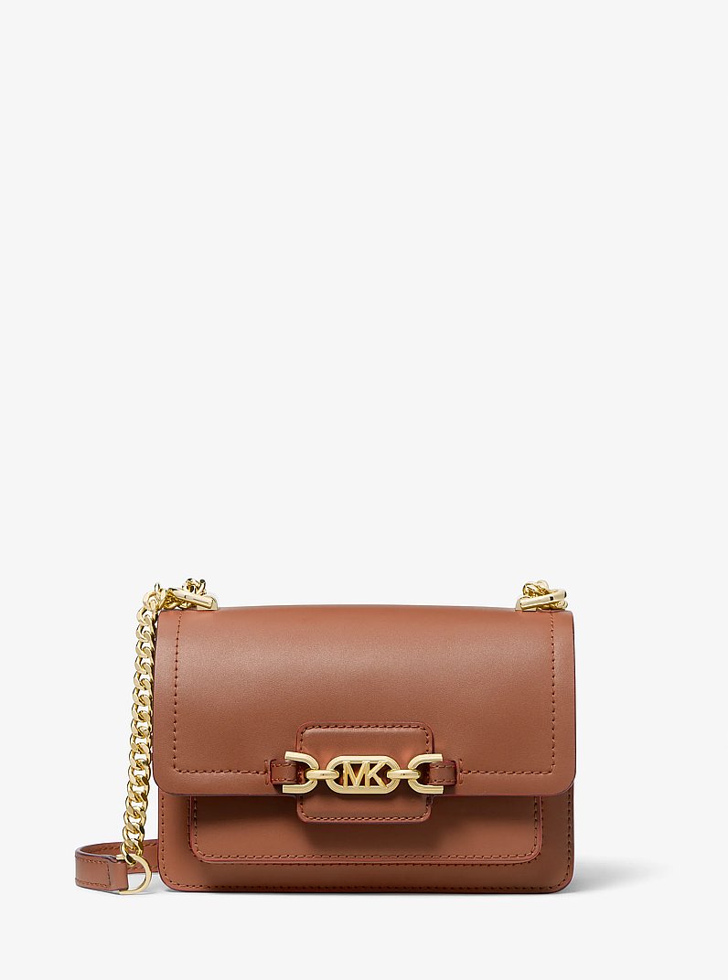 Heather Extra-Small Leather Crossbody Bag in LUGGAGE | Michael Kors
