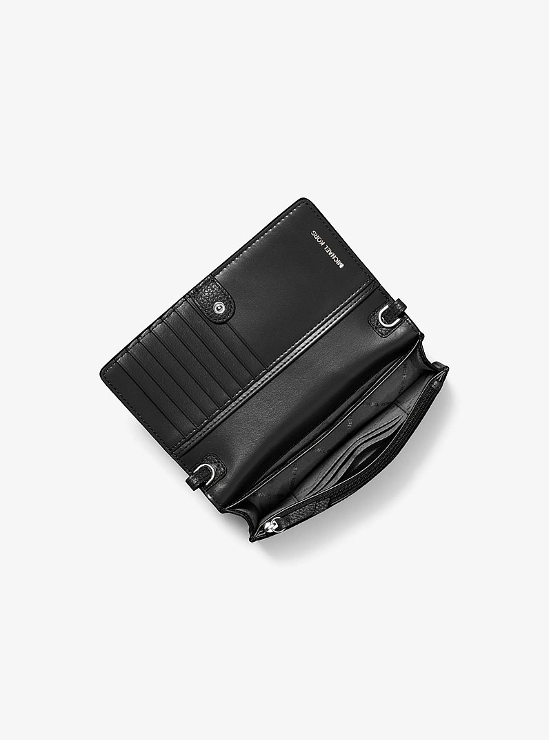 Jet Set Small Pebbled Leather Smartphone Convertible Crossbody Bag in BLACK | Michael Kors