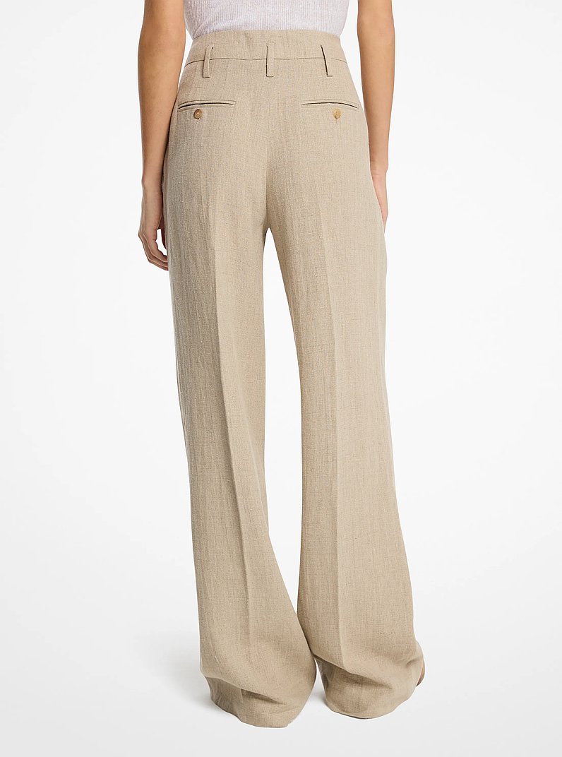 Linen Serge Pleated Trousers in HEMP MEL | Michael Kors