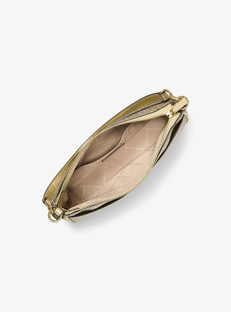 Jet Set Medium Metallic Signature Logo Convertible Crossbody Bag in PALE GOLD | Michael Kors