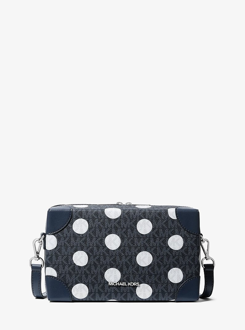 Petit sac &agrave; bandouli&egrave;re mallette Jeanie &agrave; pois et &agrave; logo Signature in BLEU MARINE | Michael Kors