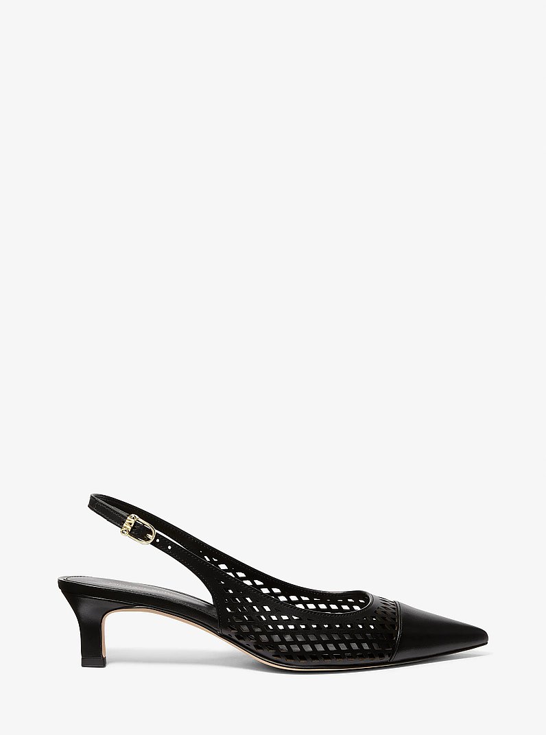 D&eacute;collet&eacute; Amara slingback in pelle tagliata al laser in NERO | Michael Kors