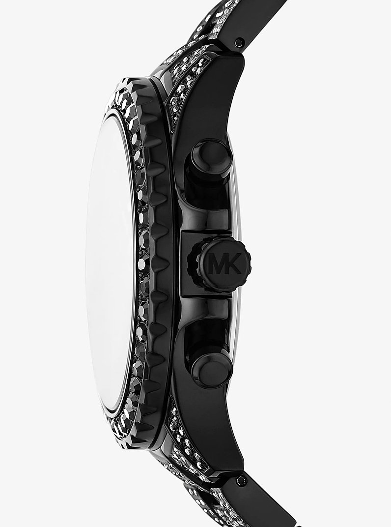 Oversized Everest Pav&eacute; Black-Tone Watch in BLACK | Michael Kors