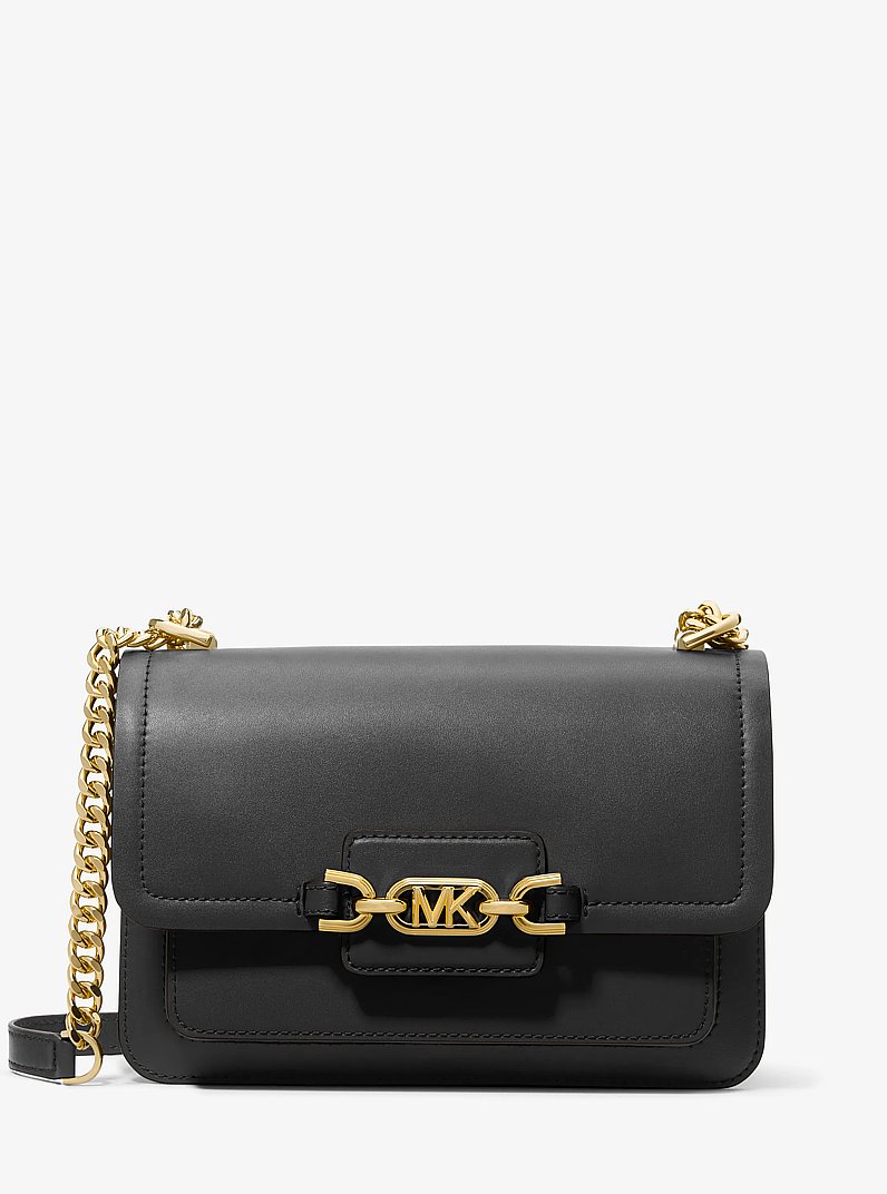 Heather Large Leather Shoulder Bag in BLACK | Michael Kors