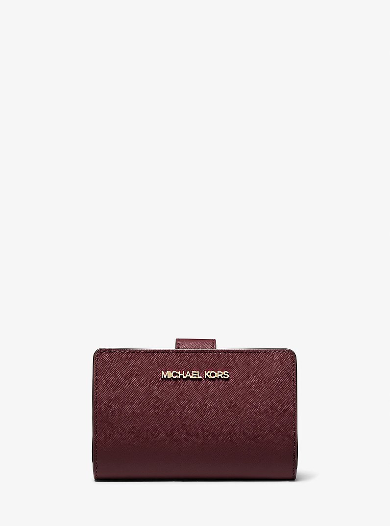 Medium Crossgrain Leather Wallet in OXBLOOD | Michael Kors