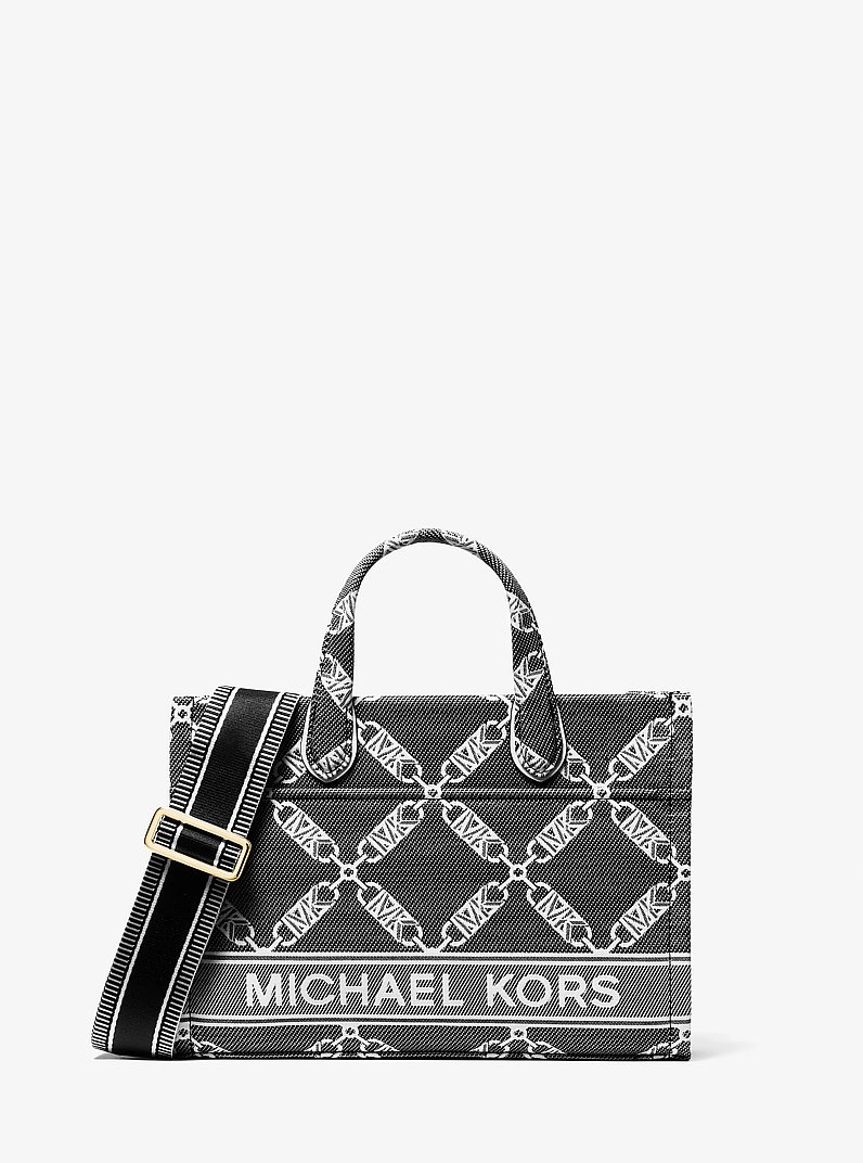 Petit sac messager Gigi en jacquard &agrave; logo Empire in NOIR/BLANC | Michael Kors
