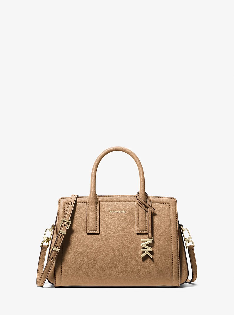 Laila Small Pebbled Leather Satchel in HUSK | Michael Kors