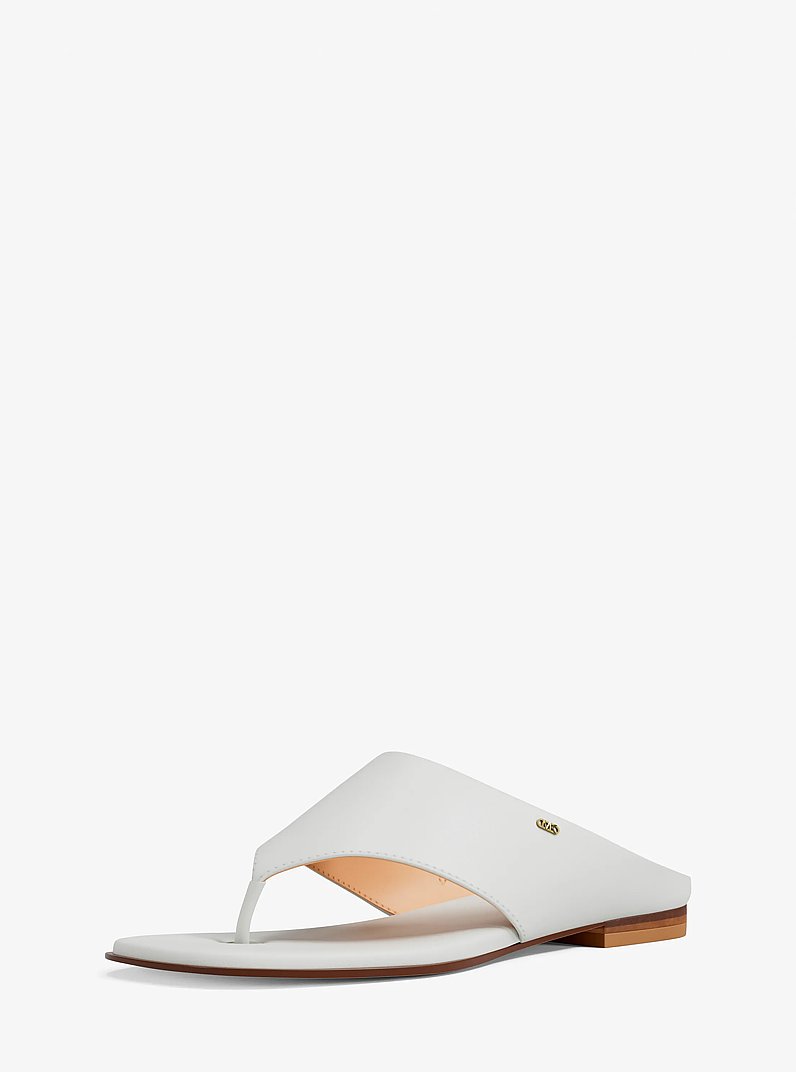 Alster Leather Thong Sandal in EGGSHELL | Michael Kors