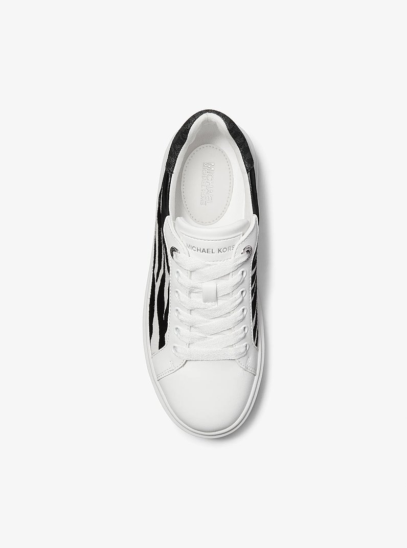 Romey Mixed-Media Platform Sneaker in BLACK/WHITE | Michael Kors